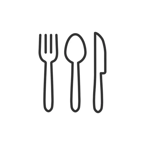Utensils Cutlery Line Icon Editable Stroke Outline Symbols Vector Illustration — Stock Vector
