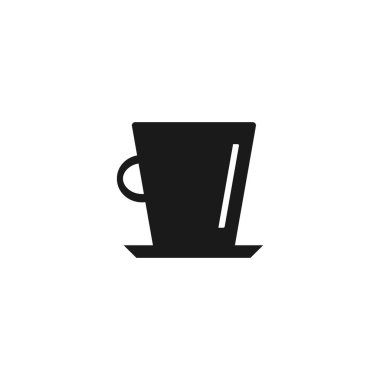 Bir fincan kahve - siyah ikon. Sıcak içecek sembolü. Beyaz arkaplanda izole edilmiş vektör illüstrasyonu.
