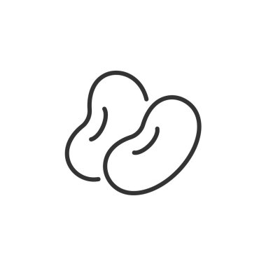 Kuru fasulye çizgisi ikonu ve yenilebilir felç. Sebze sembolü. Vektör illüstrasyonu.