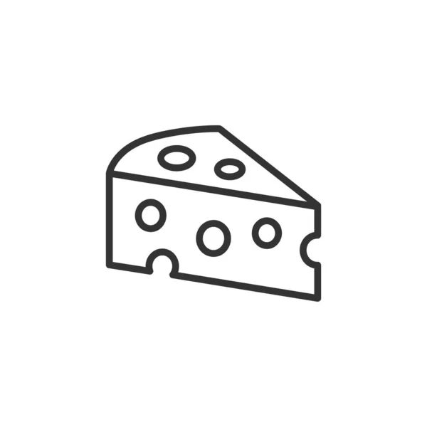 編集可能なストロークでチーズラインアイコンのスライス 乳製品のシンボル ベクトルイラスト — ストックベクタ