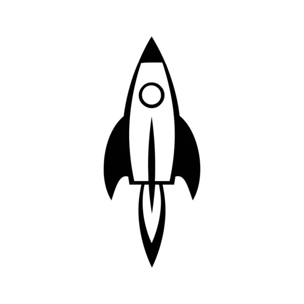 Roket Uzay Gemisi Basit Siyah Beyaz Ikon Vektör Illüstrasyonu — Stok Vektör