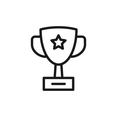 Düzenlenebilir vuruşlu hatıra çizgisi simgesi. Doğrusal, başarı, başarı ya da kazanan konseptler için taslak ödül kupası sembolü. Beyaz arka planda izole edilmiş. Vektör illüstrasyonu