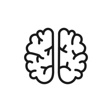 Düzenlenebilir felçli beyin çizgisi simgesi. Basit taslak, zeka, düşünme, akıl sağlığı veya yaratıcılık kavramları için doğrusal sembol. Beyaz arka planda izole edilmiş. Vektör illüstrasyonu