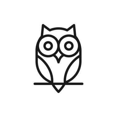 Baykuş - düzenlenebilir vuruşlu çizgi simgesi. Bilginin basit ana hatları. Beyaz arka planda izole edilmiş. Vektör illüstrasyonu