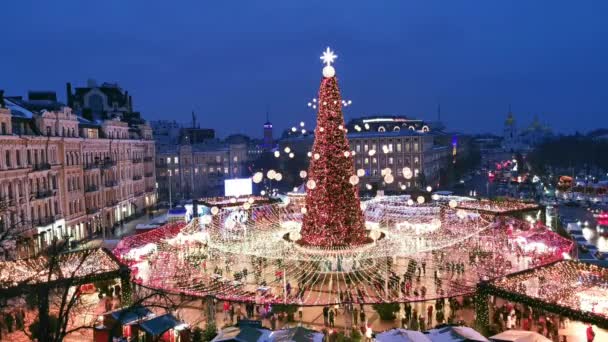 우크라이나 스카야 광장에 크리스마스 트리입니다 베드로 광장에서 크리스마스 기념행사 — 비디오