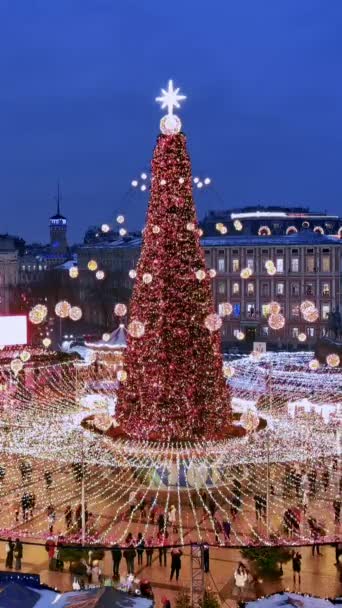 Praça Cidade Principal Kiev Durante Natal Ucrânia Vídeo Vertical — Vídeo de Stock