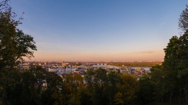 View of Kiev from the observation deck on an early summer sunny morning. 