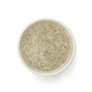 Sauce bowl isolated on a white background. Top view. Clipping path included