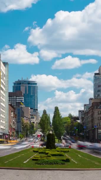 Dynamic City Pulse Güneşli Bir Günde Kievs Yollarında Yoğun Trafiğin — Stok video