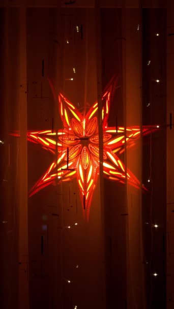 Una Estrella Navidad Ventana Noche Nochebuena — Vídeo de stock