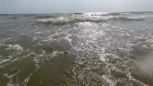 晴れた日の海岸 スローモーション シーサーフィン — ストック動画