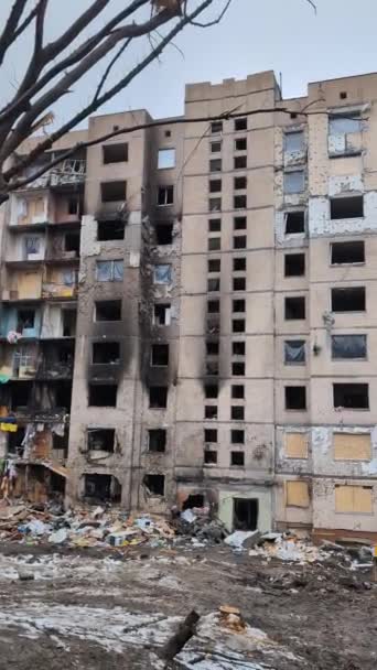 Kiev Ukraine January 2024 Cars Facade Apartment Building Damaged Russian — Stock Video