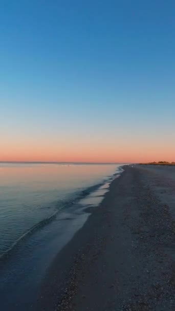 Первый Вид Прогулка Пляжу Ранним Летним Утром Вертикальное Видео — стоковое видео