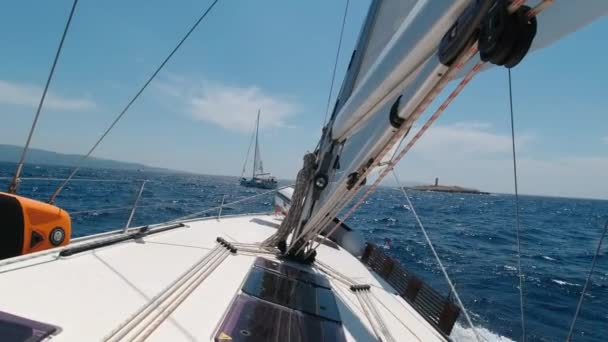 Sailing Maritime Adventures Open Sea Yacht Summer Vacation Yachting Sport — Stok video