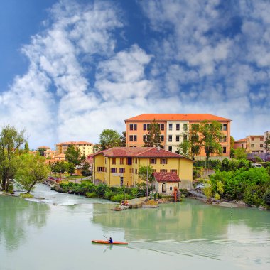 River Dora Baltea, Ivrea in Piedmont, Turin, Italy