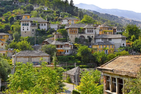 Kamienne Dachy Starego Miasta Gjirokaster Gjirokaster Miasto Południowej Albanii Lista Obrazek Stockowy