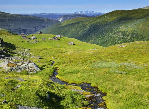 Жесткий Северный Пейзаж Aurlandsfjellet Национальный Живописный Маршрут Норвегии — стоковое фото