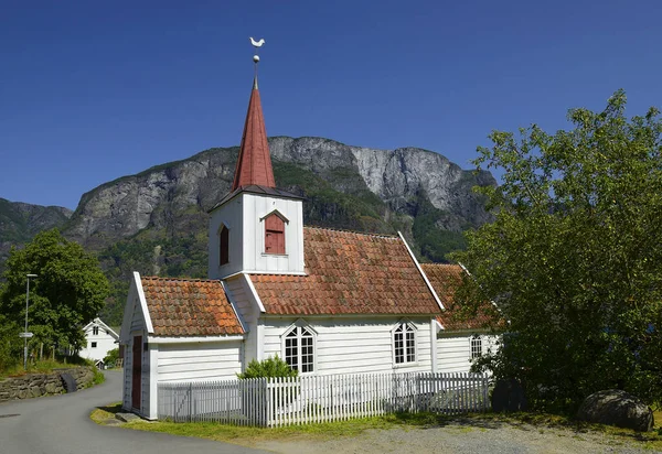 Church Undredal Small Beautiful Village Aurland Fjord Norway Aurlandsfjord Landscape — стокове фото