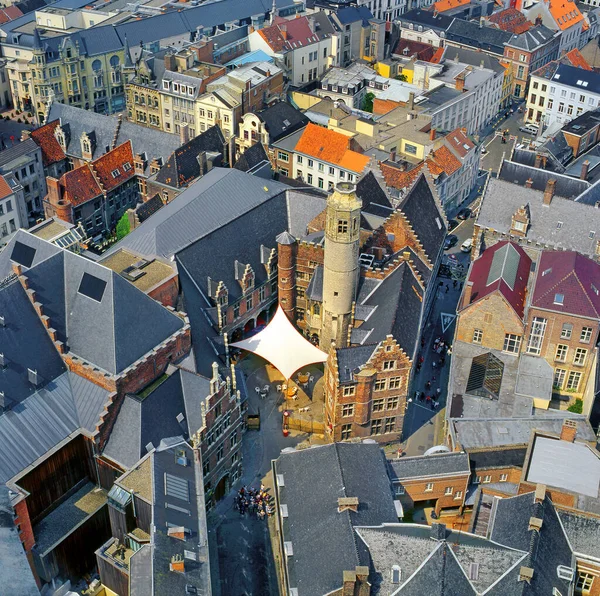 Cidade Medieval Gent Ghent Vista Aérea Bélgica — Fotografia de Stock