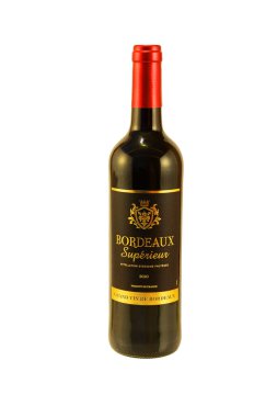 Fransa 'nın ünlü Bordeaux bölgesinden bir şişe kırmızı şarap.
