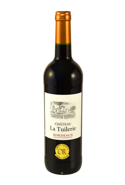 Butelka Francuskiego Czerwonego Wina Słynnego Regionu Bordeaux Ilustracyjny Artykuł Obrazek Stockowy
