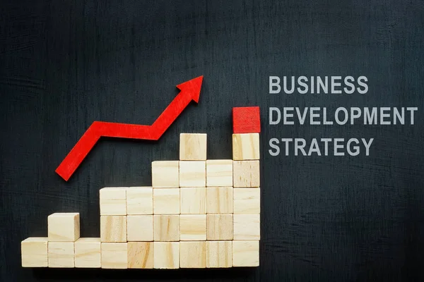 Diagramma Cubi Strategia Sviluppo Del Business Iscrizione — Foto Stock
