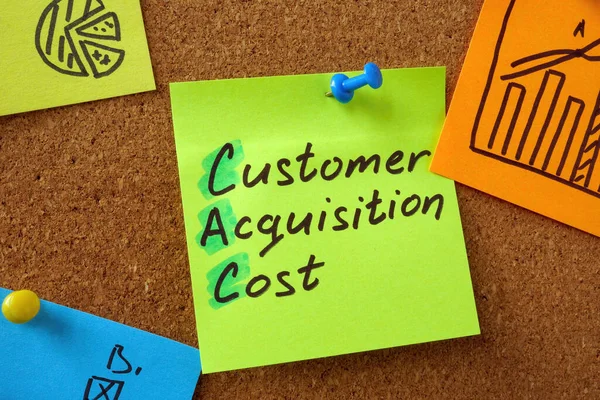 A Board with pinned sticks about Customer Acquisition Cost.