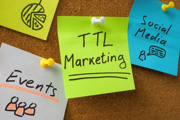 Ttl 마케팅을 통해에 스티커가 보드에 — 스톡 사진
