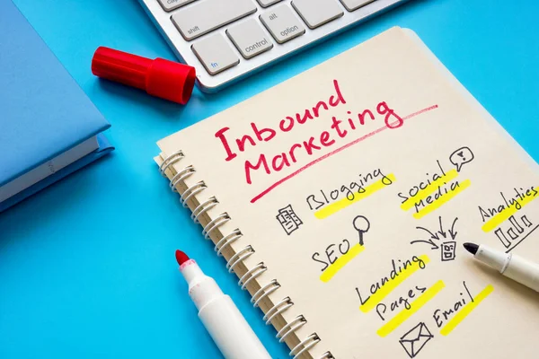 Notas Sobre Inbound Marketing Marcador Vermelho — Fotografia de Stock