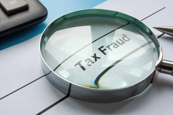 Documents Tax Fraud Magnifying Glass — 스톡 사진