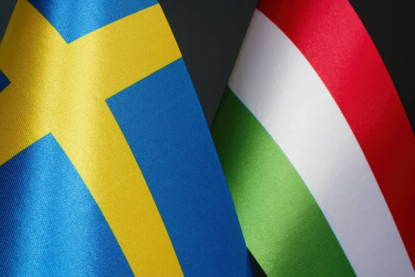 Drapeaux Hongrie Suède Comme Concept Relations Diplomatiques — Photo