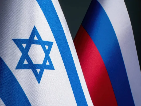 Σημαία Του Ισραήλ Δίπλα Στη Σημαία Της Ρωσίας — Φωτογραφία Αρχείου