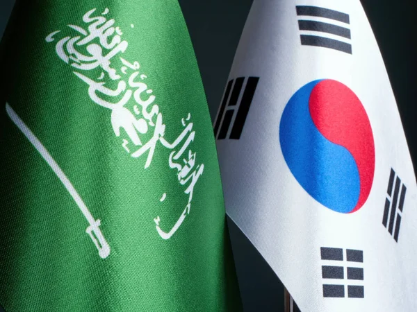 Banderas Pequeñas Arabia Saudita Corea Del Sur — Foto de Stock