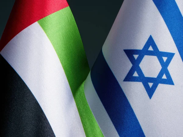 Banderas Pequeñas Emiratos Árabes Unidos Israel — Foto de Stock