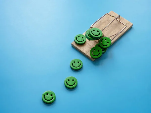 Groene Glimlachen Bij Val Dopamineverslavingsconcept — Stockfoto