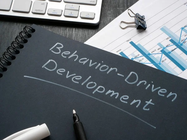 Desk Notepad Marks Behavior Driven Development Bdd — Stock Photo, Image