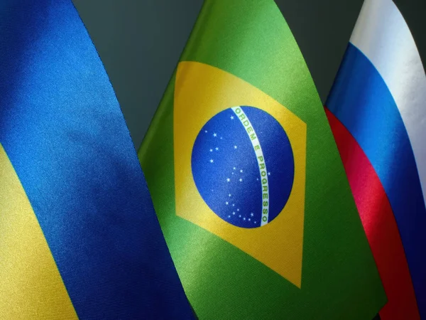 Bandera Pequeña Ucrania Brasil Rusia — Foto de Stock