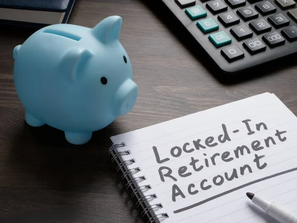 Piggy Bank Notepad Written Locked Retirement Account Lira — Stock Photo, Image
