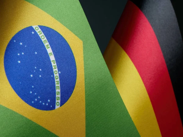 Primeros Planos Las Banderas Brasil Alemania — Foto de Stock
