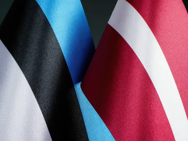 Прапори Латвії Естонії Символізують Співпрацю — стокове фото