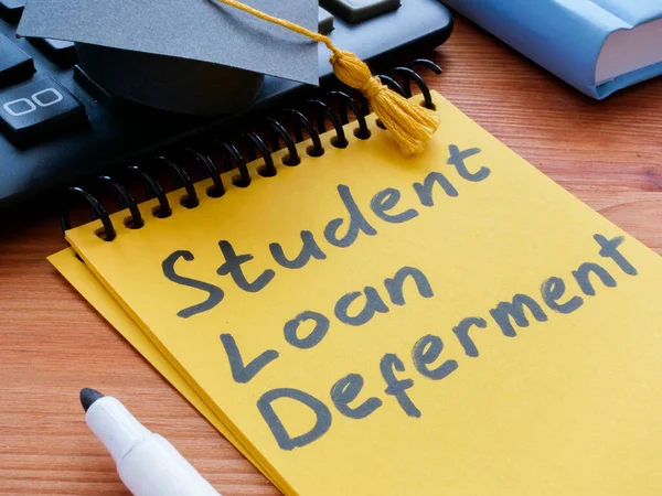 Student Loan Deferment Inscription Calculator Graduation Cap — Stock Photo, Image