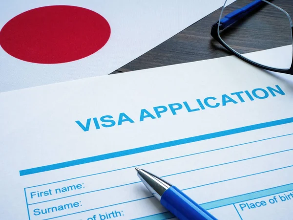 Formulaire Demande Visa Vide Drapeau Japon — Photo
