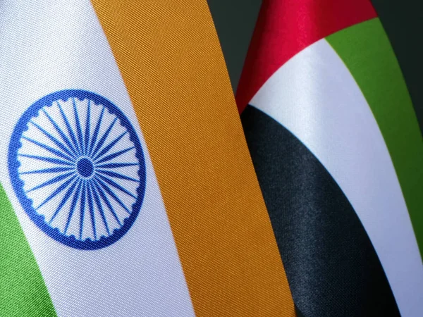 Small Flags India United Arab Emirates Uae — Stock Photo, Image