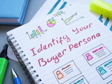 Handwritten inscription identify your buyer persona. clipart