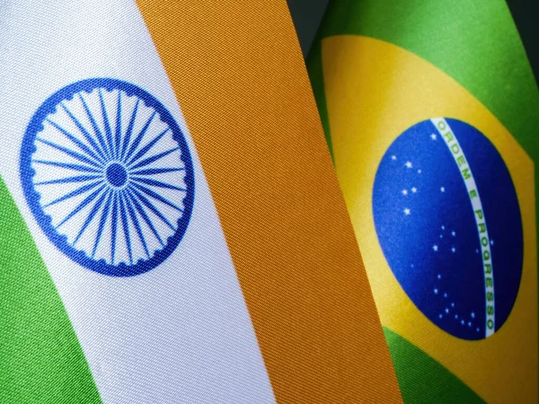 Flags of India and Brazil.