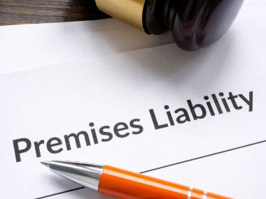 Premises liability documents and a gavel. clipart