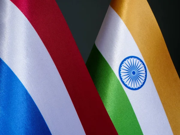 Banderas Pequeñas Los Países Bajos India Imagen de stock