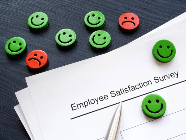 Emoticons Papers Employee Satisfaction Survey Stock Photo