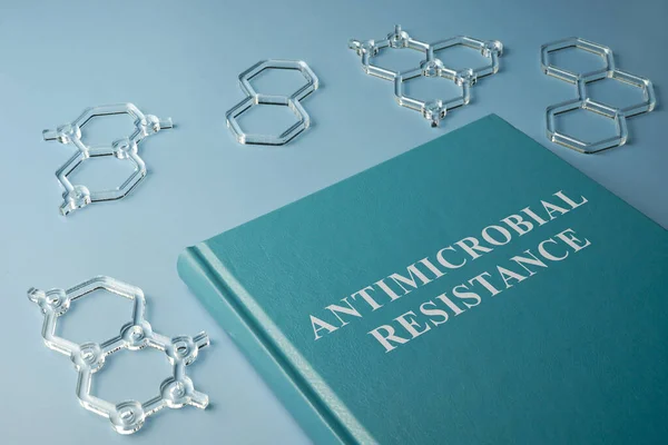 Libro Resistencia Antimicrobiana Modelos Moléculas Imágenes de stock libres de derechos