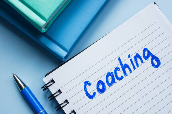 Cuaderno Con Coaching Escrito Crecimiento Personal Desarrollo Habilidades — Foto de Stock